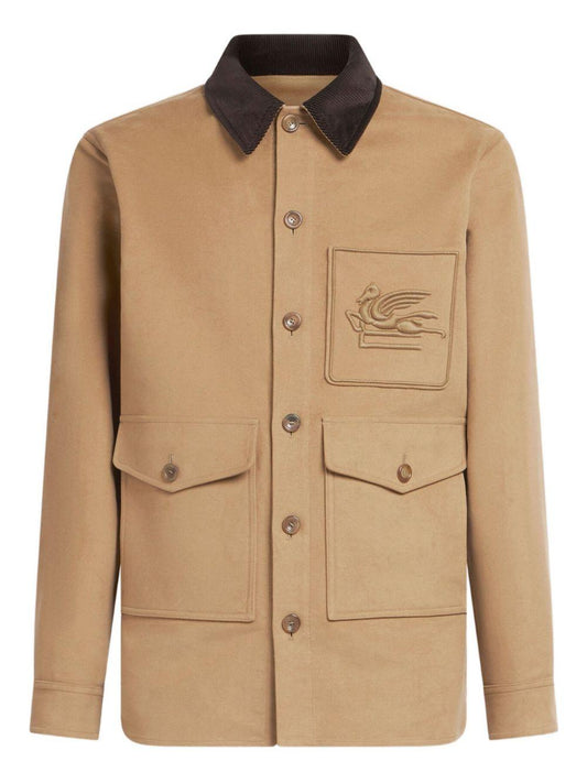 Beige Corduroy-Collar Jacket
