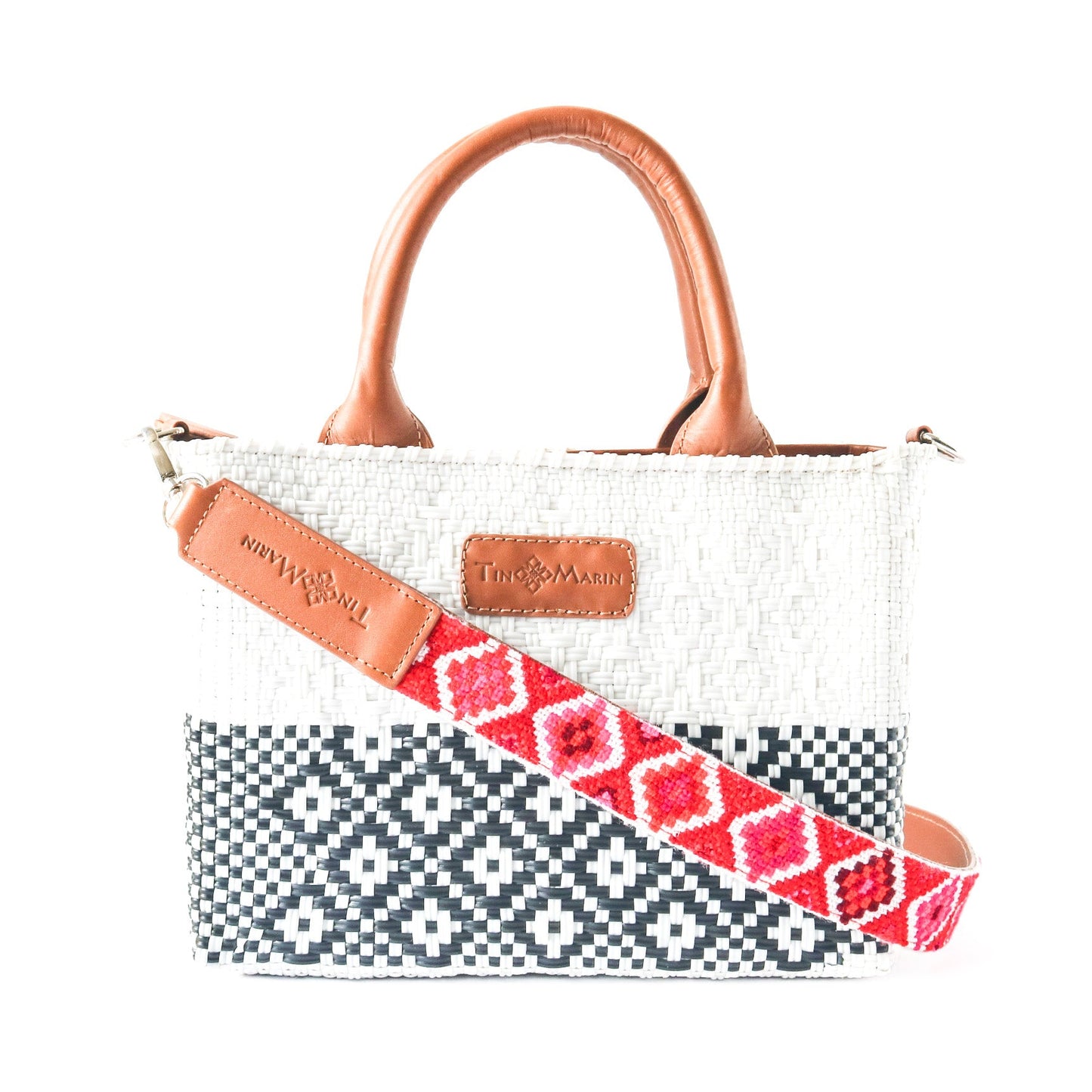 Tin Marin White Small Woven Crossbody Bag