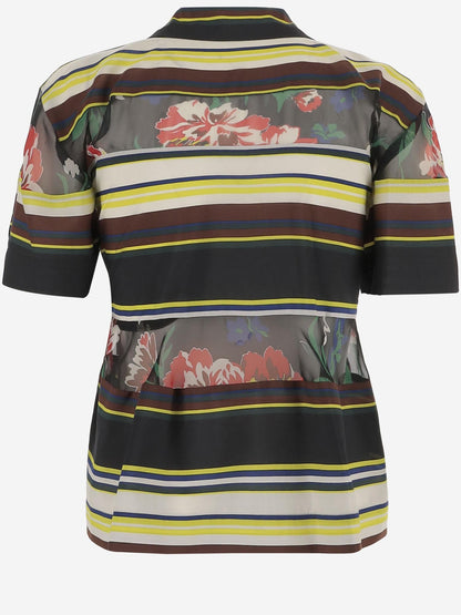 Shirt Striped Nylon With Sheer Details