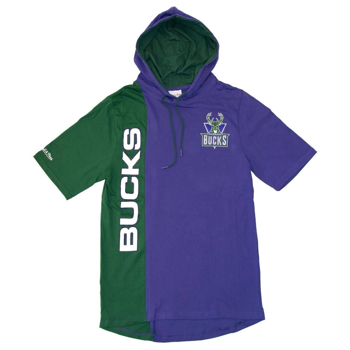 Mitchell & Ness Men's NBA Short Sleeve Split Hoody Milwaukee Bucks Hoodies