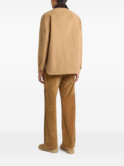 Beige Corduroy-Collar Jacket