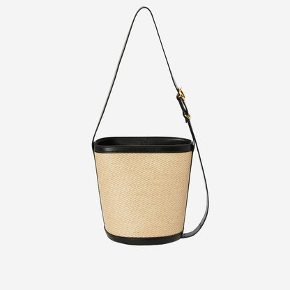 Canno Bucket Bag in Leather and Rafia