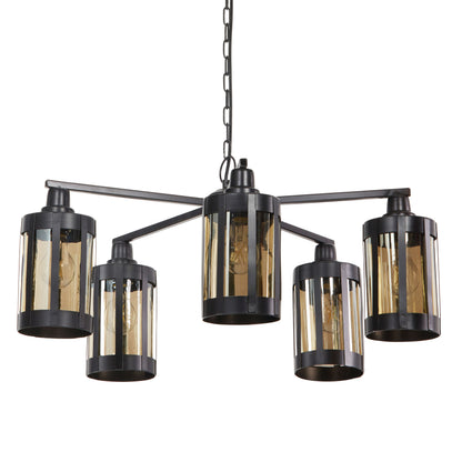 River of Goods 25" W 5-Light Oliver Metal and Glass Chandelier