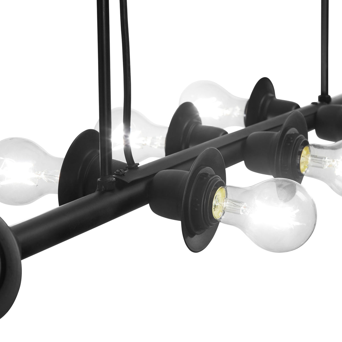 River of Goods 48" L 8-Light Mariko Black Metal Industrial Chandelier