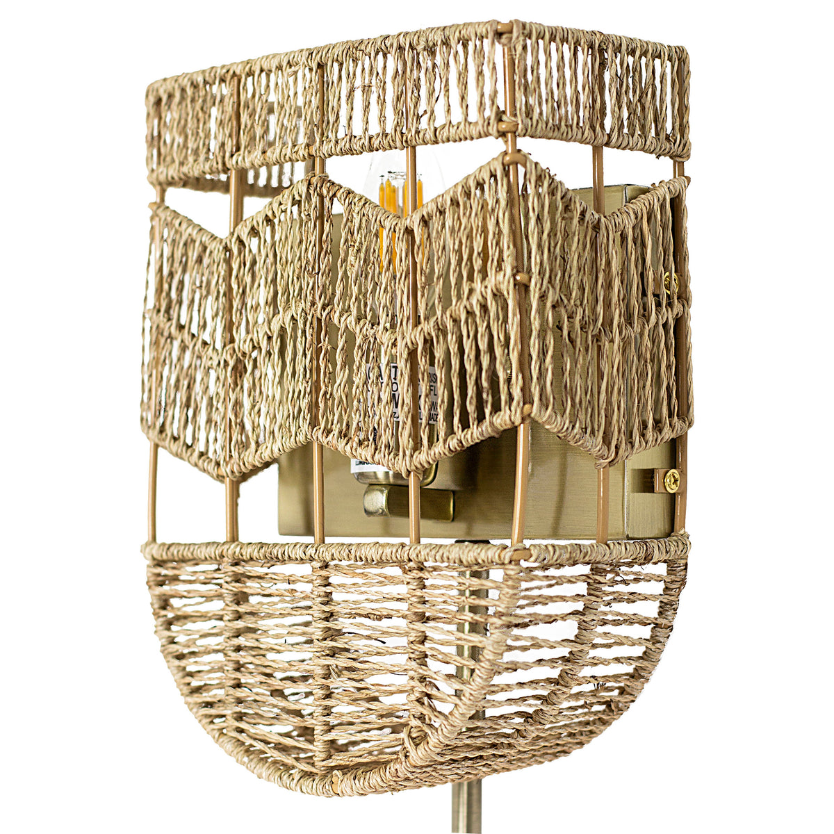 River of Goods 25.75"H Brushed Gold Iron Wall Sconce with Hemp Rope Shade