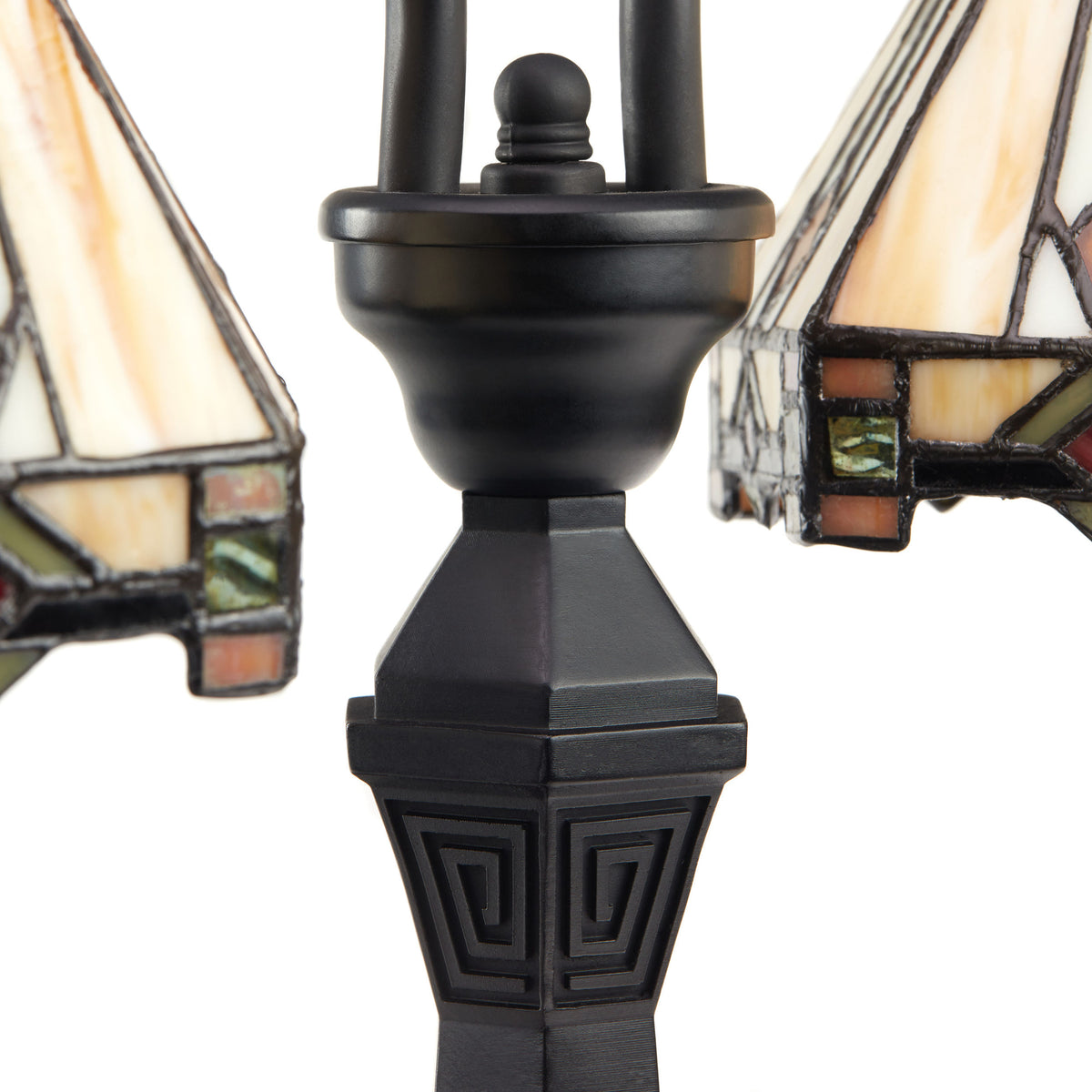 River of Goods 21'' H Bryant Prairie Style Stained Glass Table Lamp with Black Block Base