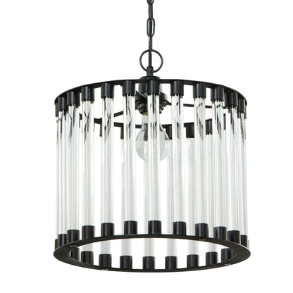 River of Goods 13" W Adalee Clear and Black Glass and Metal Pendant Light