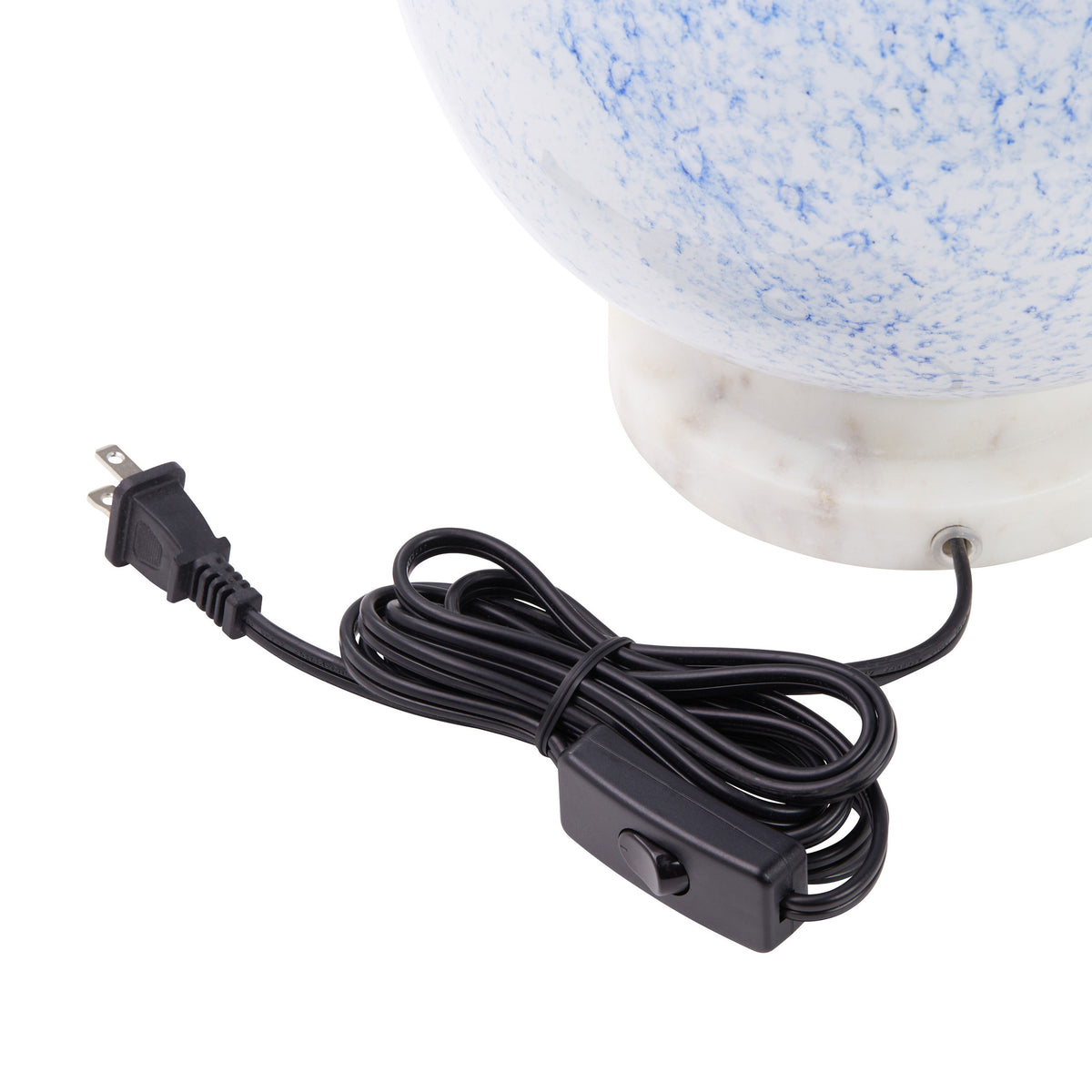 River of Goods 13" H Nautical White/Blue Globe Shade Stacked Base Accent Lamp