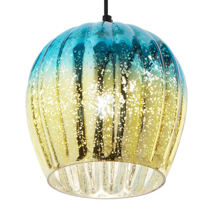 River of Goods 9" W Nalia Glam Gold and Teal Mercury Glass Globe Shade Pendant Light