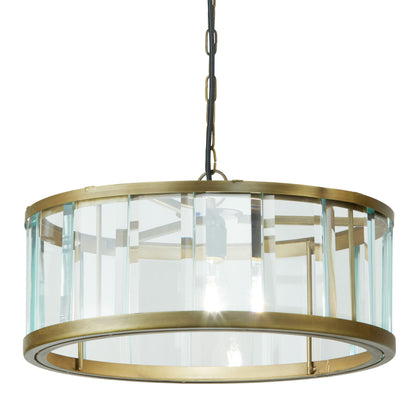 River of Goods 17" W Angelina Gold Metal and Beveled Glass Pendant