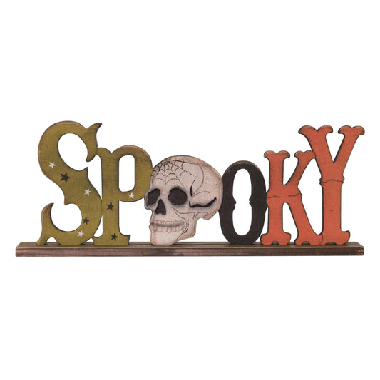 13.4 in Multicolor Halloween Skull Decor Plywood Decorative Object for Festive Halloween Decor