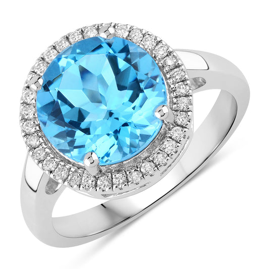 Fine Color Jewels 3.49 Ct Genuine Round Amethyst and Lab Grown Diamond Silver Halo Ring
