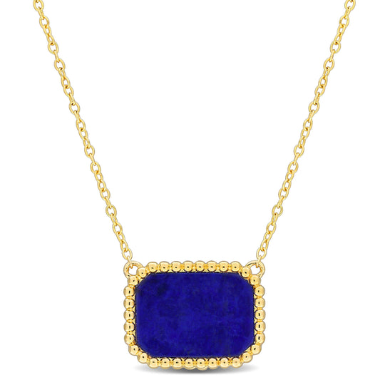 5 CT TGW Lapis Necklace With Chain Yellow Silver Length (inches): 17