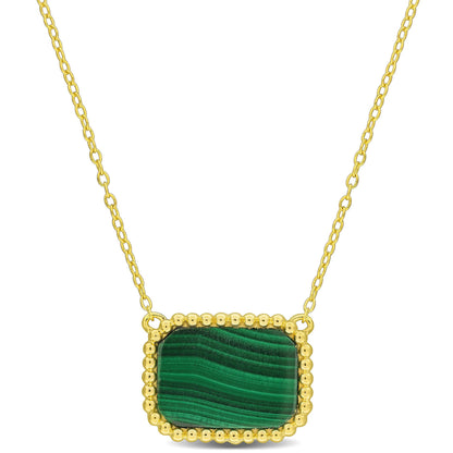 5 CT TGW Malachite Necklace With Chain Yellow Silver Length (inches): 17