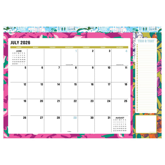 July 2026 - June 2027 Maximal Mirage Desk Pad Monthly Blotter Calendar