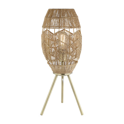 River of Goods Moira 23.5" High Brushed Gold Iron Table Lamp with Round Tan Hemp Rope Shade