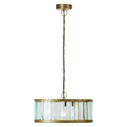 River of Goods 17" W Angelina Gold Metal and Beveled Glass Pendant