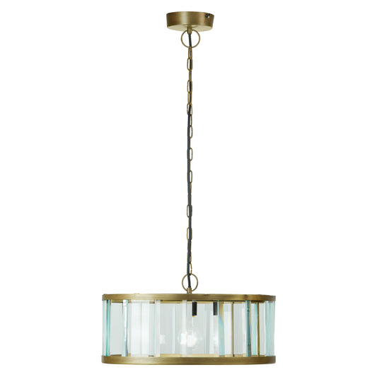 River of Goods 17" W Angelina Gold Metal and Beveled Glass Pendant