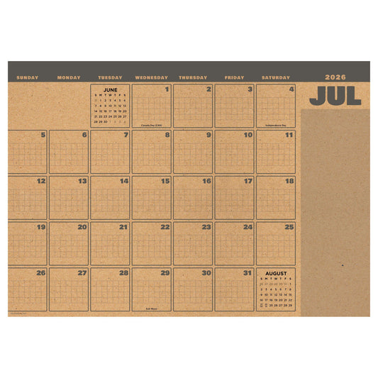 July 2026 - June 2027 Trail + Timber Desk Pad Monthly Blotter Calendar