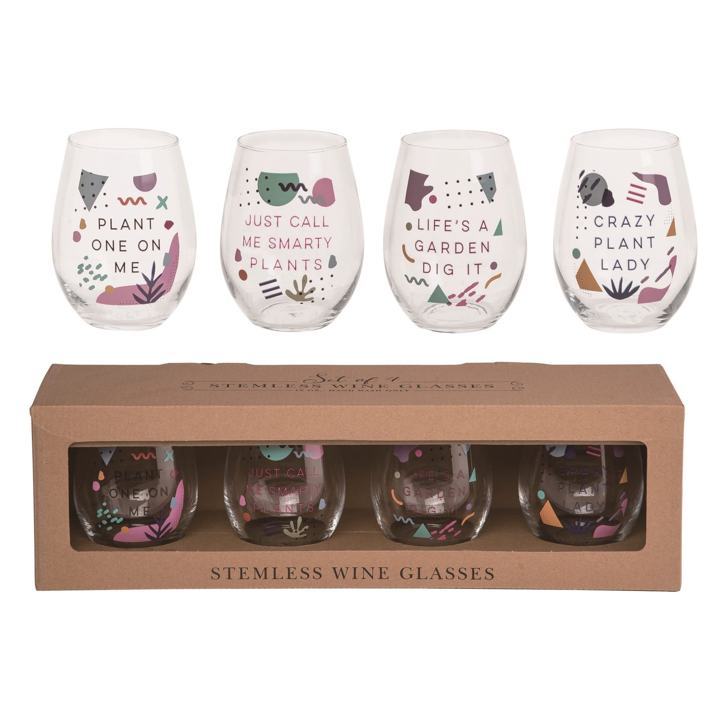 18 Oz Multicolor Spring Stemless Wine Glasses Set of 4 for Plant Enthusiasts Perfect for Spring Celebrations