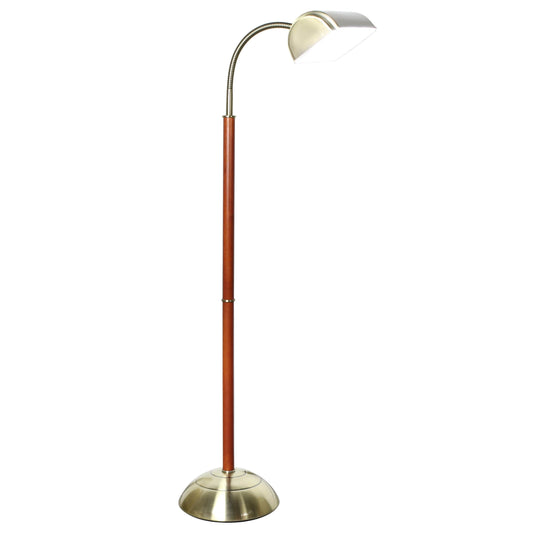 Antique Brass With Cherry Wood Post-