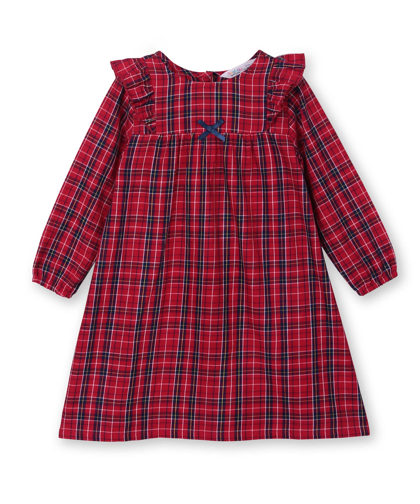 Beebay Shoulder frill check dress Red