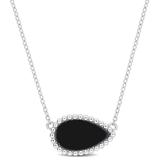 4 CT TGW Black Agate Necklace With Chain Silver Length (inches): 17