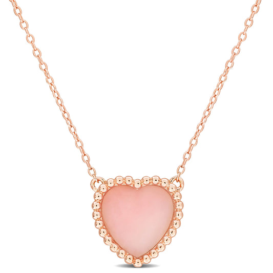 5 CT TGW Pink Opal Necklace With Chain Pink Silver Length (inches): 17