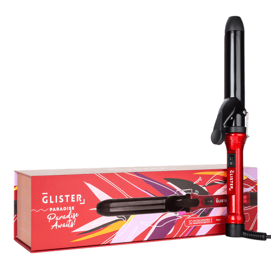 GLISTER - Paradise 32mm Curling Wand with Clip – Tourmaline Ceramic Hair Curler for Voluminous Waves