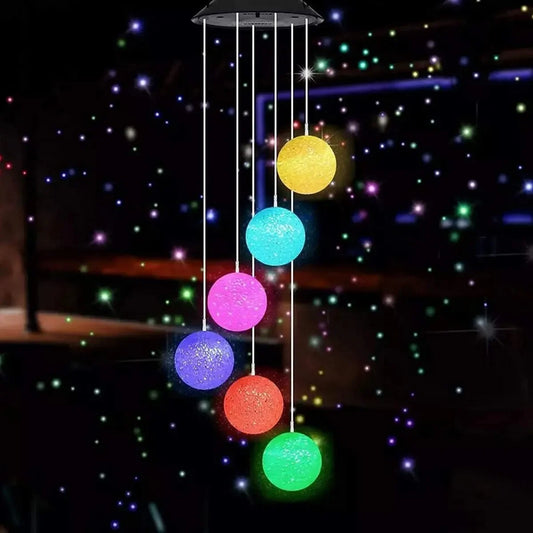 Solar Color-Changing Crystal Ball Wind Chime Lights
