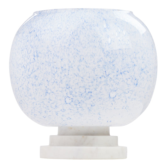 River of Goods 13" H Nautical White/Blue Globe Shade Stacked Base Accent Lamp