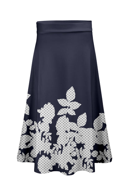 Navy White Floral Border Print-