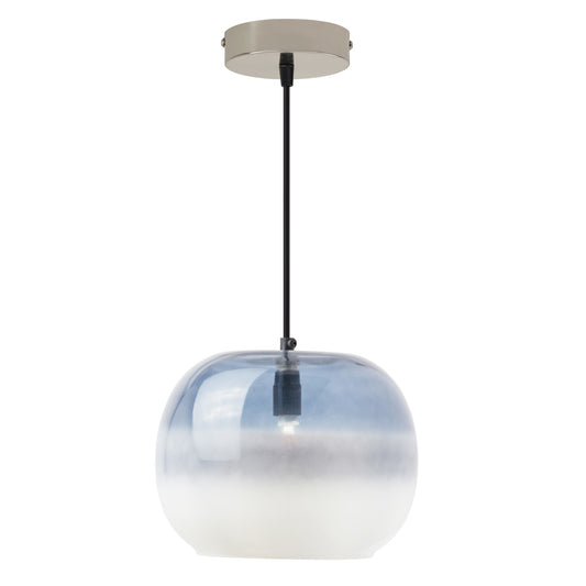 River of Goods 9.8" W Danielle Glam Blue/White Globe Shade Pendant
