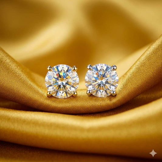 2 CTW Diamond Round 925 Sterling Silver Stud Earrings For Women