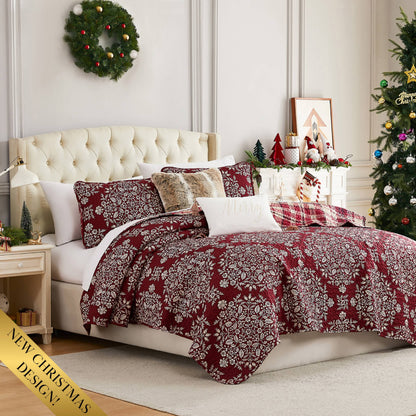 Southshore Fine Linens Christmas Carol Oversized 5-Piece Quilt Set