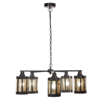 River of Goods 25" W 5-Light Oliver Metal and Glass Chandelier