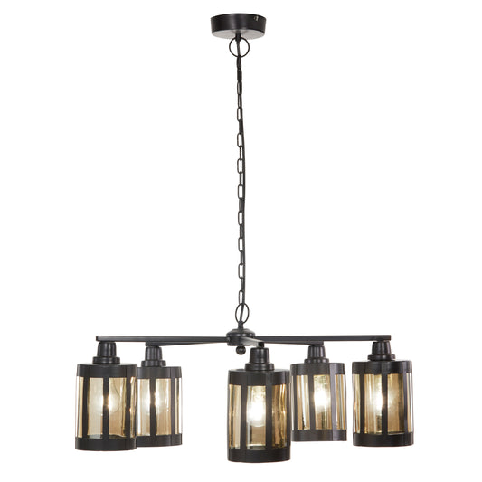 River of Goods 25" W 5-Light Oliver Metal and Glass Chandelier