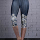 Blue Denim Floral Border Print