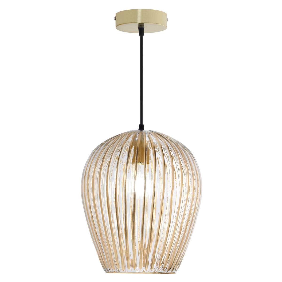 River of Goods 10.75" W Zoe Modern Clear and Gold Dome Shade Pendant