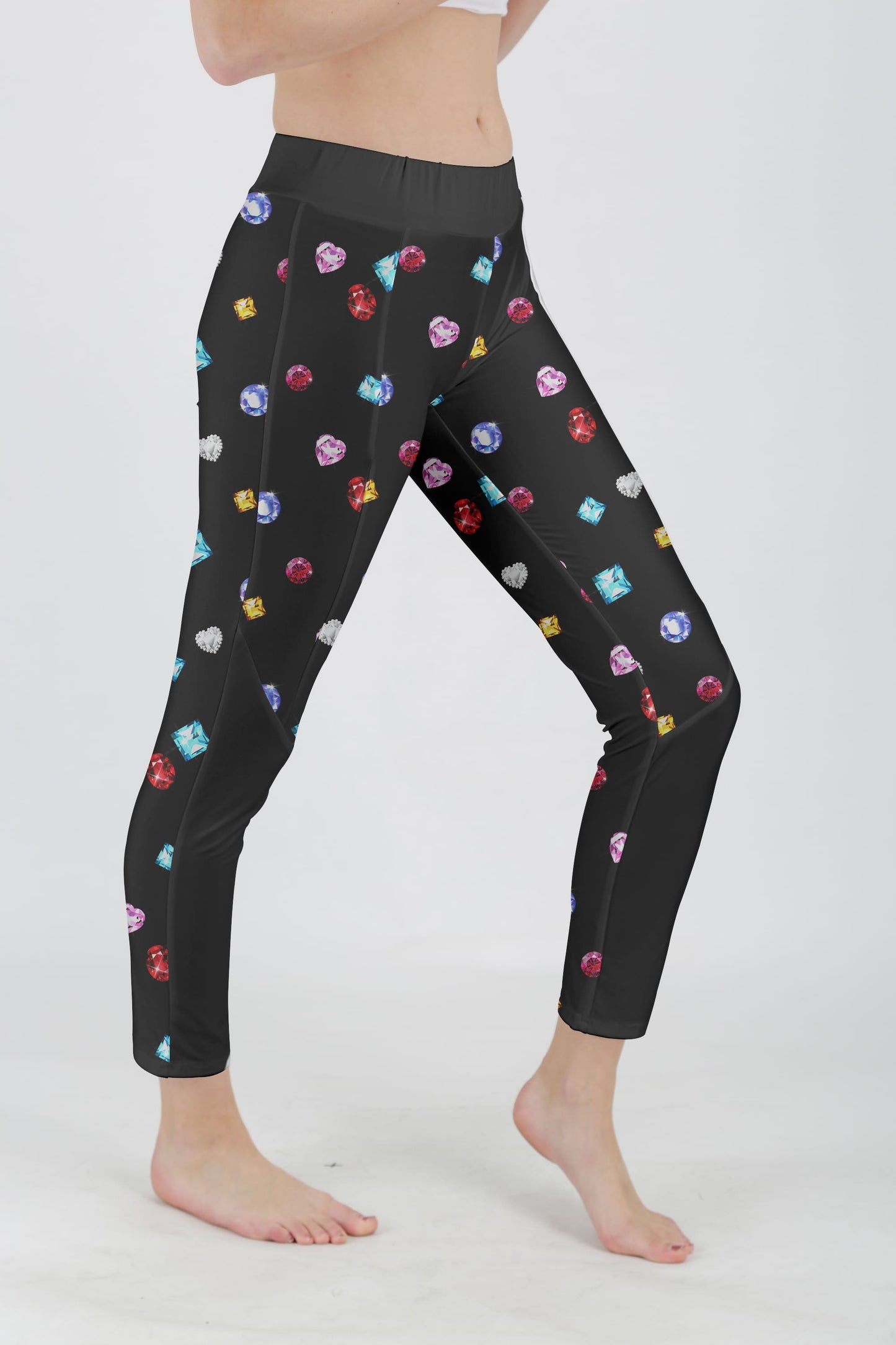 Black Multicolor Gemstone Print-