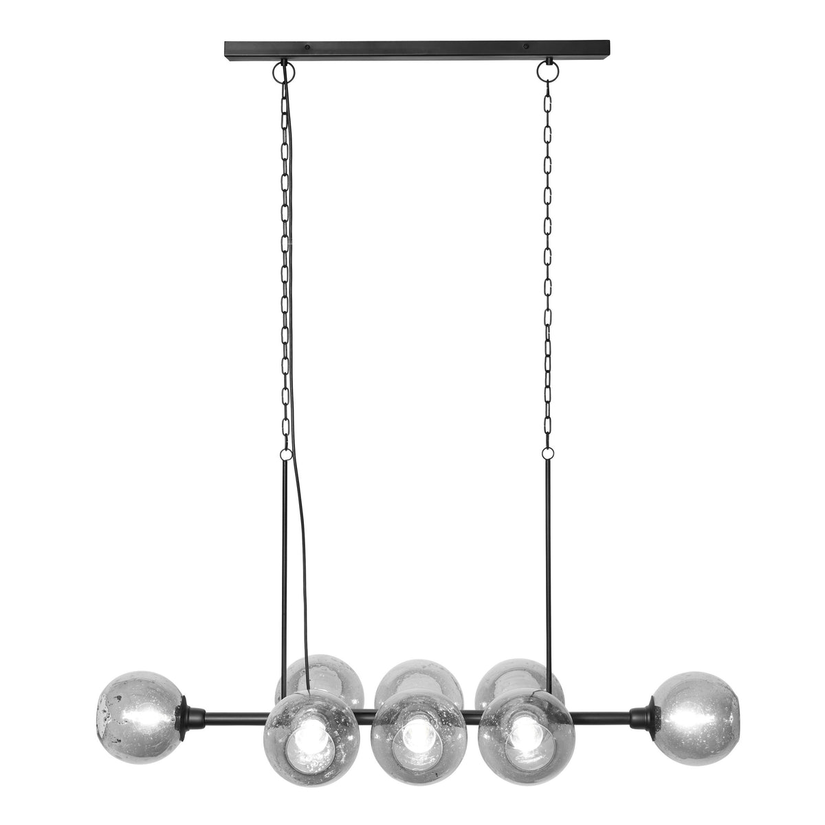 River of Goods 48" L 8-Light Mariko Black Metal and Smoked Glass Chandelier