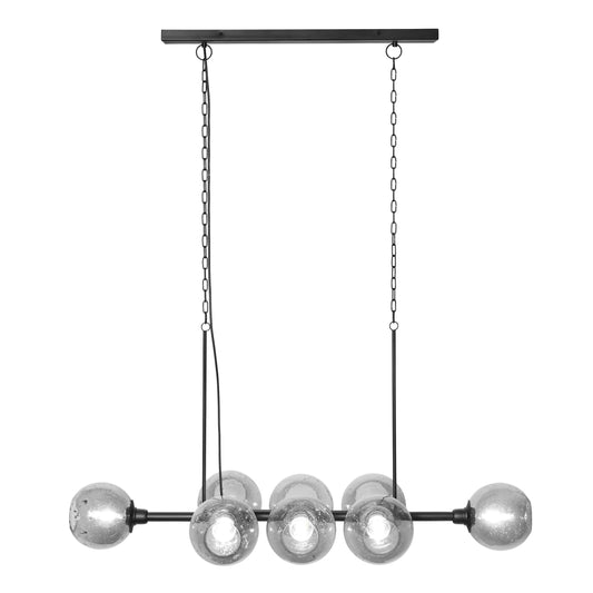 River of Goods 48" L 8-Light Mariko Black Metal and Smoked Glass Chandelier