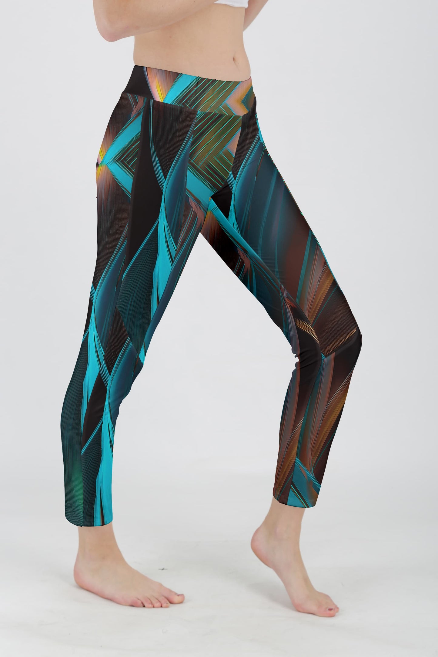 Black Teal Abstract Line Print-