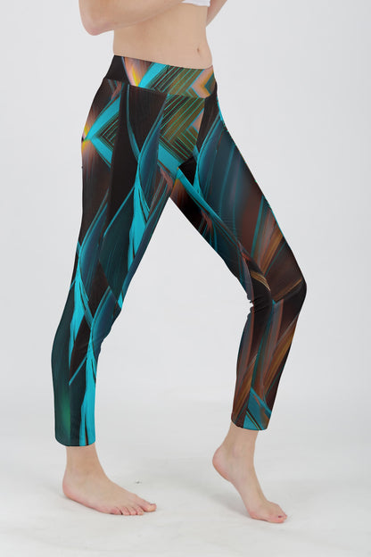 Black Teal Abstract Line Print-
