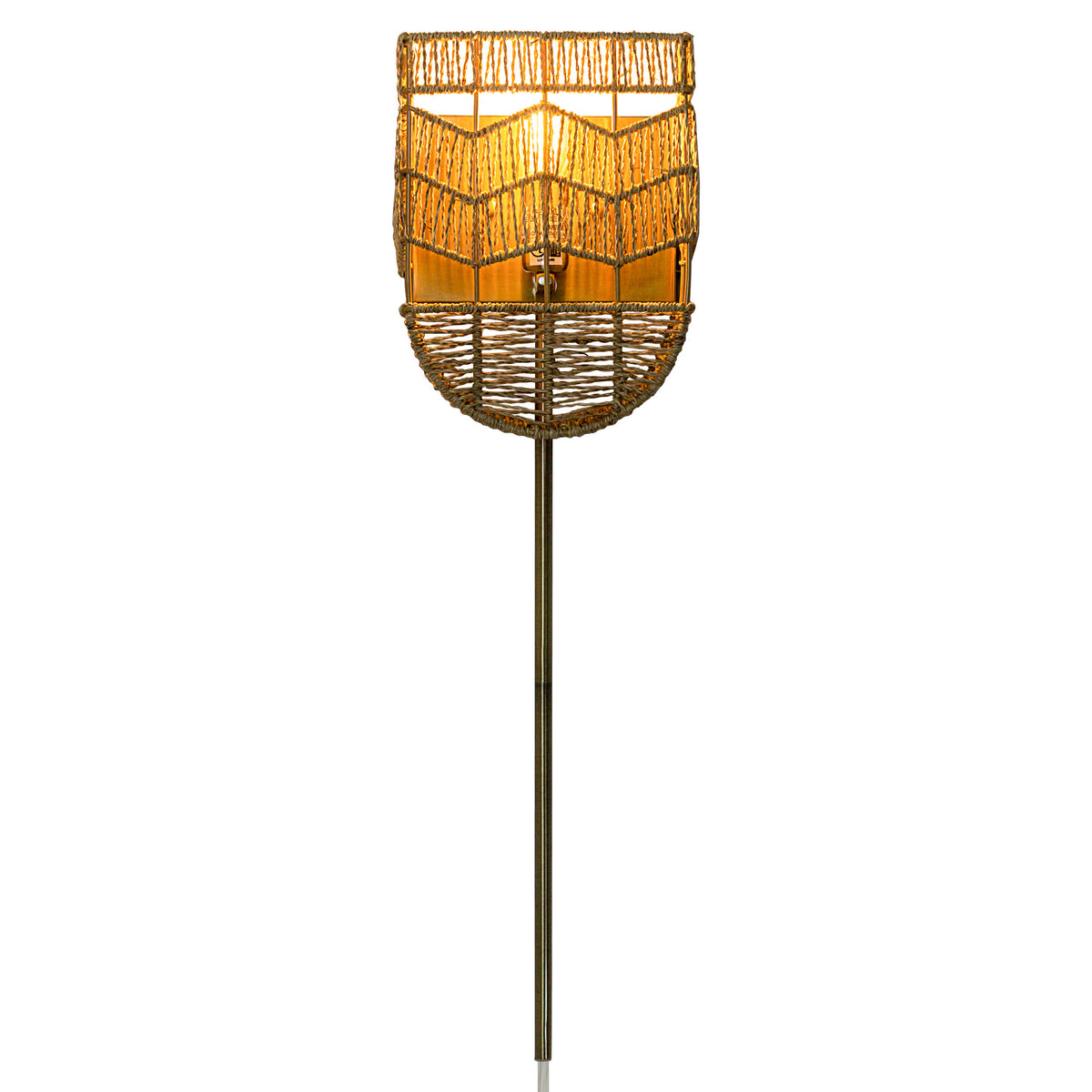 River of Goods 25.75"H Brushed Gold Iron Wall Sconce with Hemp Rope Shade