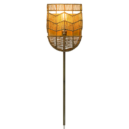 River of Goods 25.75"H Brushed Gold Iron Wall Sconce with Hemp Rope Shade