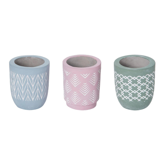 Multicolored Cement Patterned Planter with Drainage Hole for Indoor Tabletop Home Decor and Gift Giving