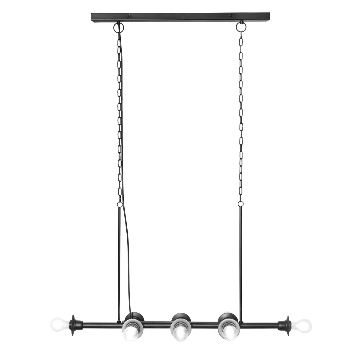 River of Goods 48" L 8-Light Mariko Black Metal Industrial Chandelier