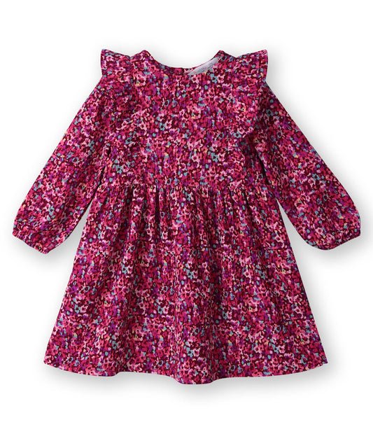 Beebay Abstract print ruffle dress Maroon