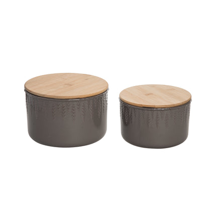 Stoneware 7.75 in Brown Autumn Storage Containers Set of 2 Fall Harvest Decorative Container Sets